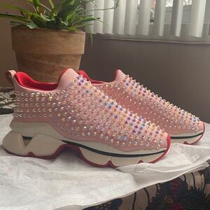 Christian Louboutin Pink Studded Sneakers never worn brand new